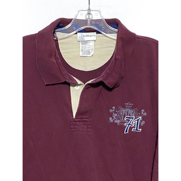 Walt Disney World 71 Polo Shirt Red Purple Mickey Crest Embroidered Logo Mens XL - Picture 2 of 6